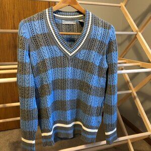 Women's Blue and Gray Liz Claiborne Cotton Sweater Size Medium